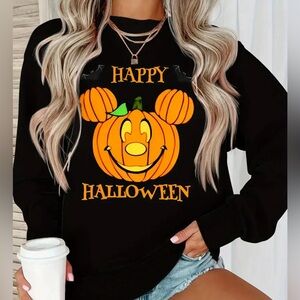 Women’s Halloween Pumpkin & Mickey Sweater.